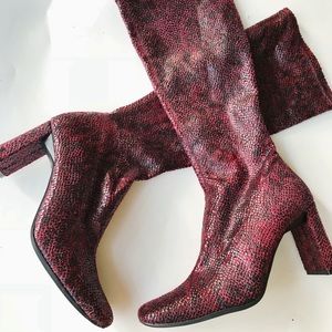Chinese Laundry red snakeskin heeled boot (10)